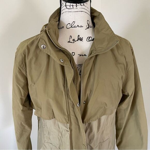 Gorpcore Minimalist Oversized Utility Rain Coat Size XS Gold/ Beige/ Ochre - Picture 2 of 13